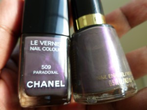 chanel paradoxal and revlon naughty nail polish